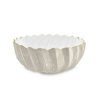 Encanto Orlando Medium Serving Bowl Cream & White | Bone & Brass