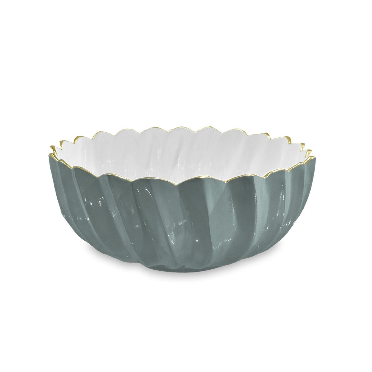 Encanto Orlando Slate Blue & White Fluted Medium Bowl