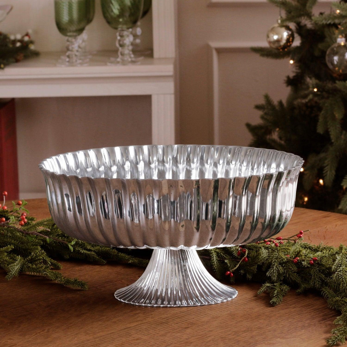 Vintage Vienna Large Centerpiece/Punchbowl Pedestal - Bowl Top View | Bone & Brass