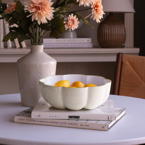 Encanto Calabaza Medium Bowl (Cream White) - Bowl Detail | Bone & Brass