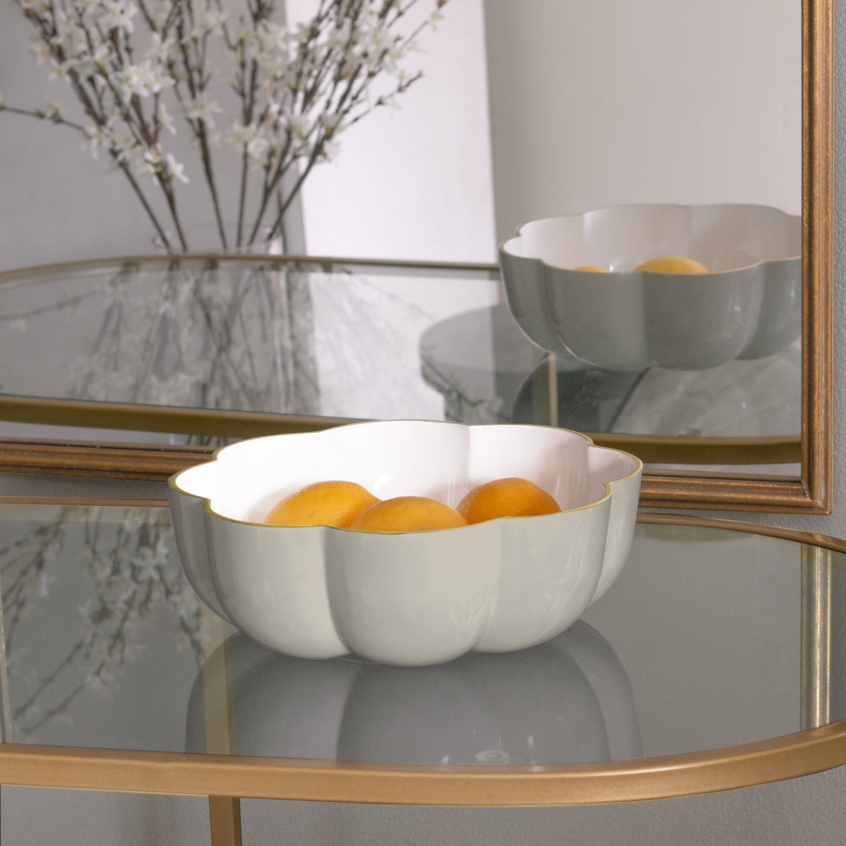 Encanto Calabaza Large Bowl (Dove White) - Bowl Top View | Bone & Brass