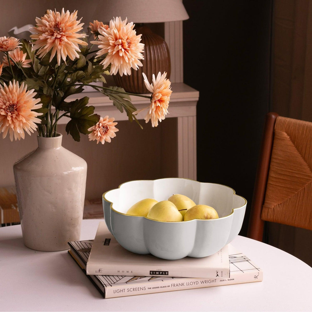 Encanto Calabaza Large Bowl (Dove White) - Bowl Detail | Bone & Brass