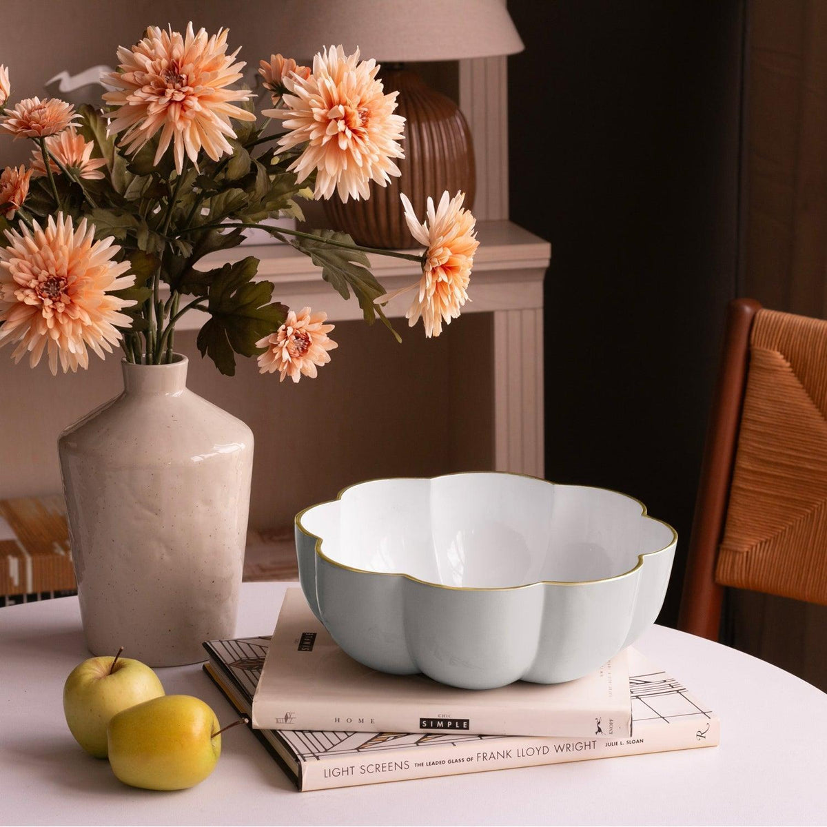 Encanto Calabaza Large Bowl (Dove White) - Bowl Detail | Bone & Brass