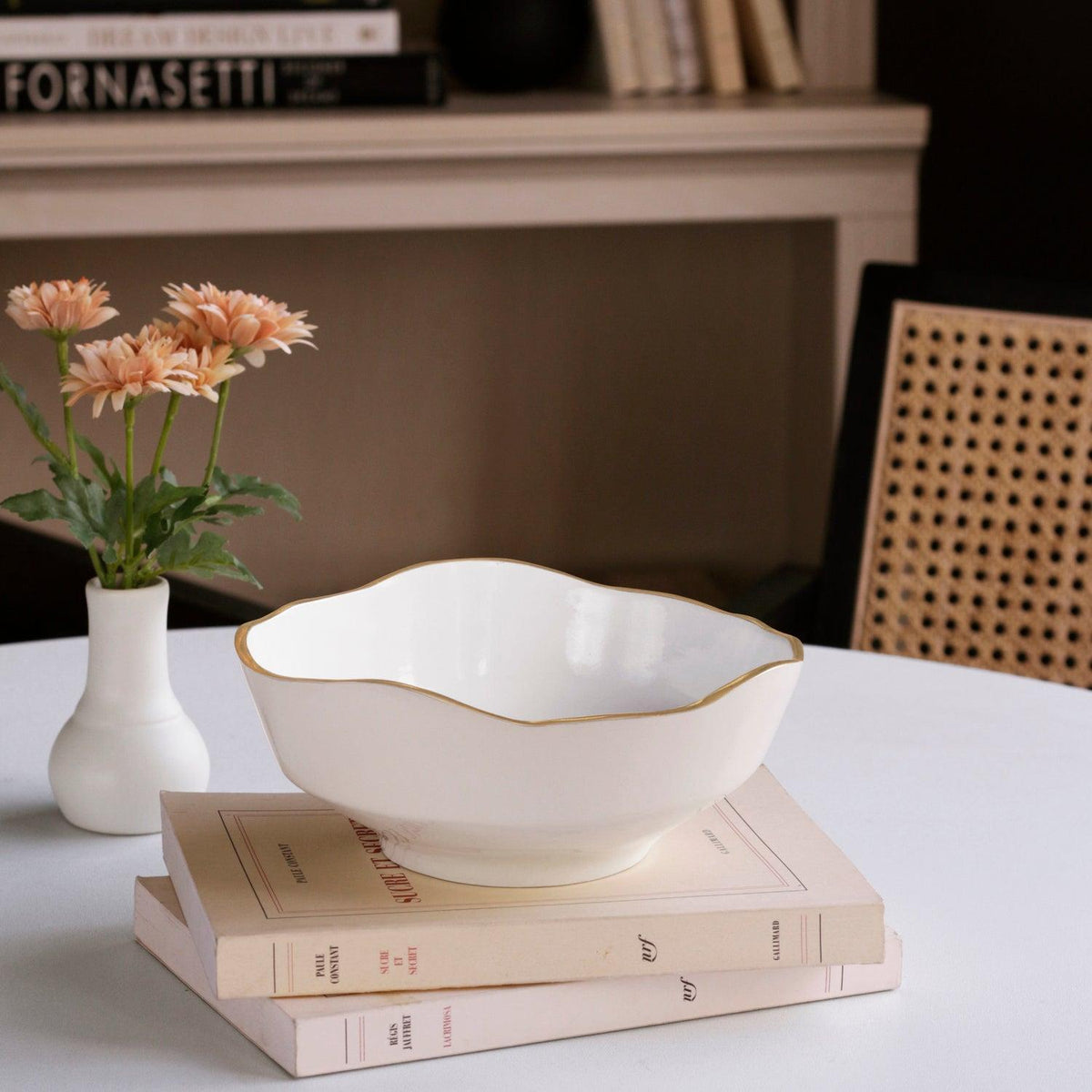 Encanto Dakota Small Bowl (Cream White) - Bowl Top View | Bone & Brass