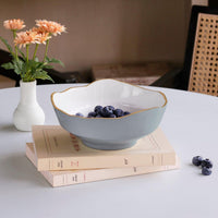 Encanto Slate Blue & White Dakota Small Serving Bowl - Bowl Detail | Bone & Brass