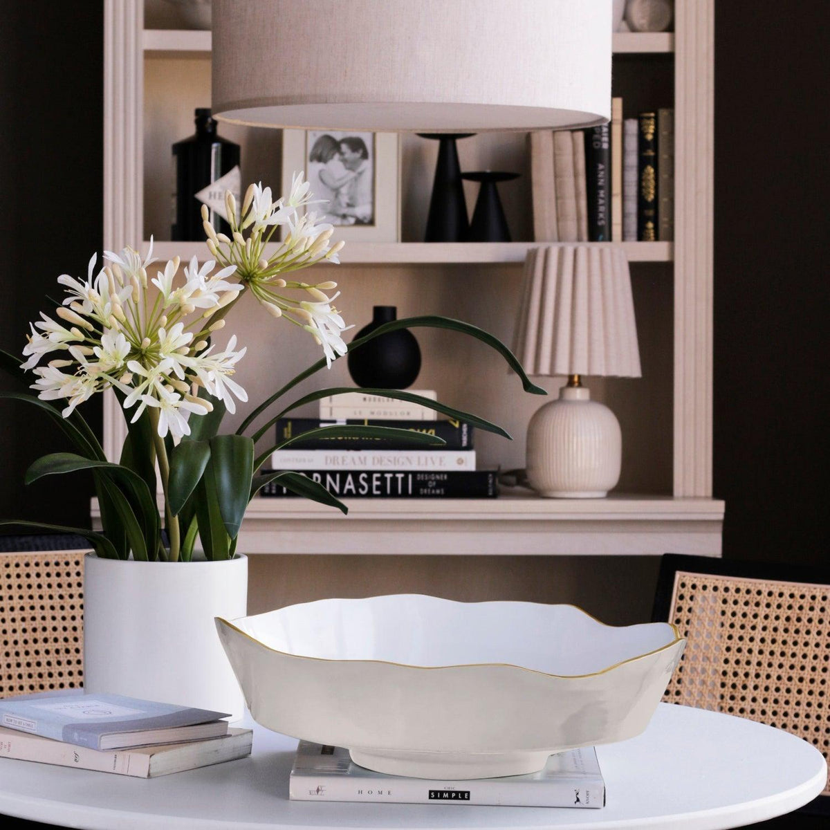 Cream & White Dakota Large Bowl - Bowl Top View | Bone & Brass