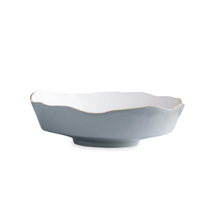 Encanto Dakota Slate Blue & White Large Serving Bowl
