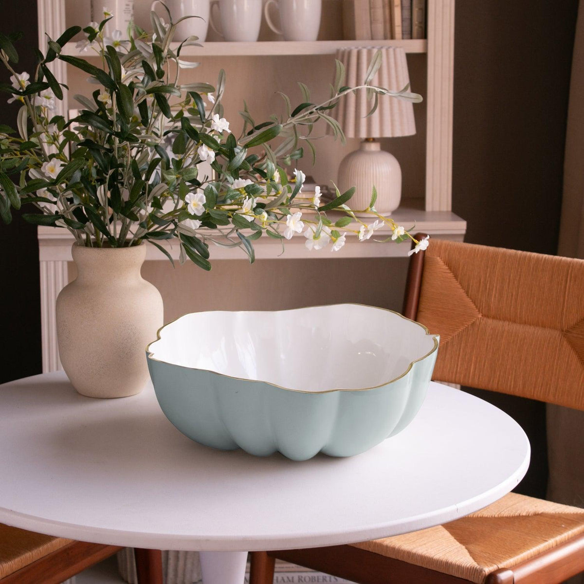 Encanto Rita Large Bowl (Slate White) - Bowl Top View | Bone & Brass
