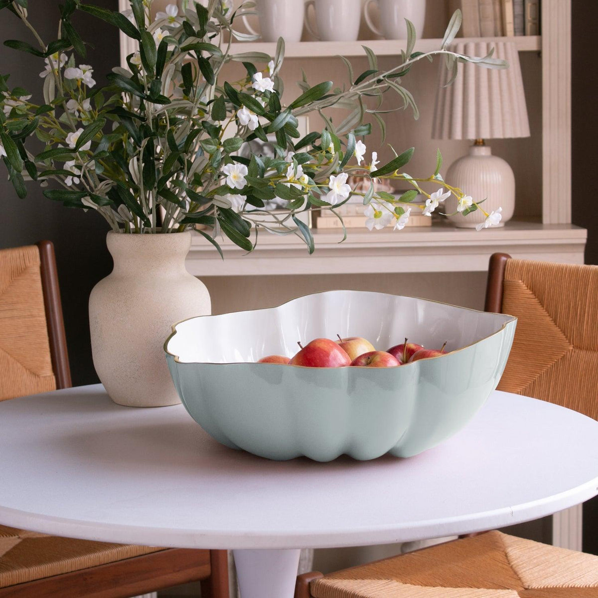Encanto Rita Large Bowl (Slate White) - Bowl Side View | Bone & Brass