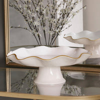 Encanto Carola Pedestal Cake Plate (Cream White) - Cake Plate Top View | Bone & Brass