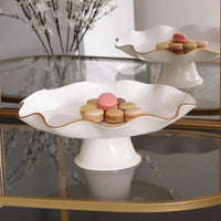 Encanto Carola Pedestal Cake Plate (Cream White) - Cake Plate Side View | Bone & Brass