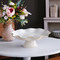 Encanto Carola Pedestal Cake Plate (Cream White) - Cake Plate View | Bone & Brass