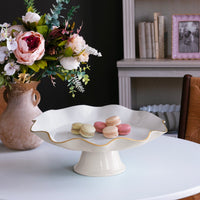 Encanto Carola Pedestal Cake Plate (Cream White) - Cake Plate Detail | Bone & Brass