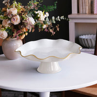 Encanto Carola Pedestal Cake Plate (Cream White) - Cake Plate Detail | Bone & Brass