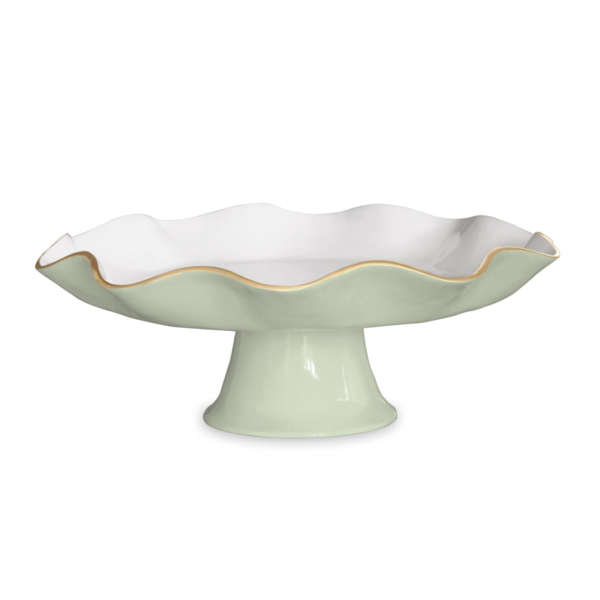 Encanto Pistachio Green & White Pedestal Cake Plate | Bone & Brass