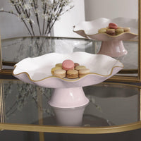 Encanto Carola Pedestal Cake Plate (Camellia White) - Cake Plate Detail | Bone & Brass