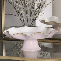 Encanto Carola Pedestal Cake Plate (Camellia White) - Cake Plate Top View | Bone & Brass