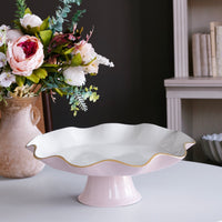 Encanto Carola Pedestal Cake Plate (Camellia White) - Cake Plate Detail | Bone & Brass