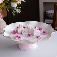 Encanto Carola Pedestal Cake Plate (Camellia White) - Cake Plate View | Bone & Brass