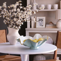 Slate Blue & White Aries Ruffled Serving Bowl - Bowl Detail | Bone & Brass