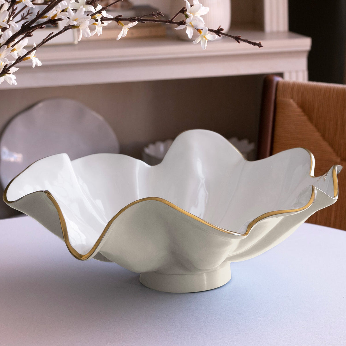 Encanto Aries Bowl (Cream White) - Bowl Side View | Bone & Brass