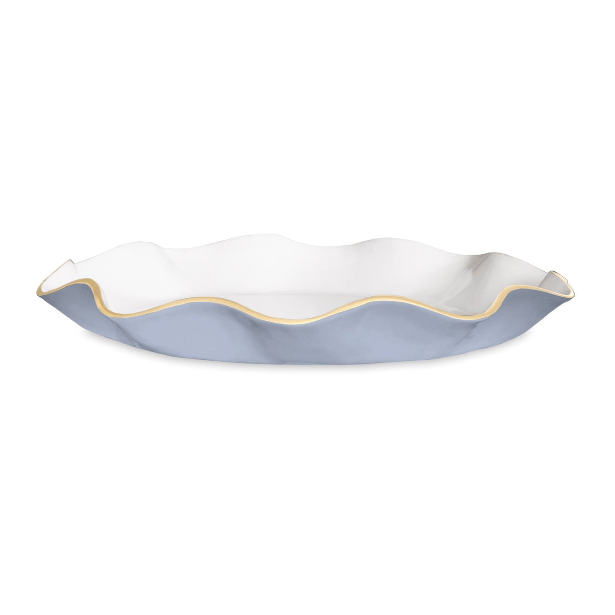 Periwinkle, White & Gold Large Round Serving Platter