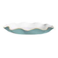 Encanto Turquoise, White & Gold Large Round Serving Platter | Bone & Brass