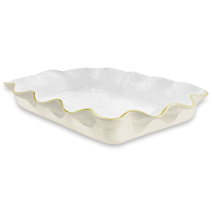 Cream & White Carola Rectangle Casserole Holder | Bone & Brass