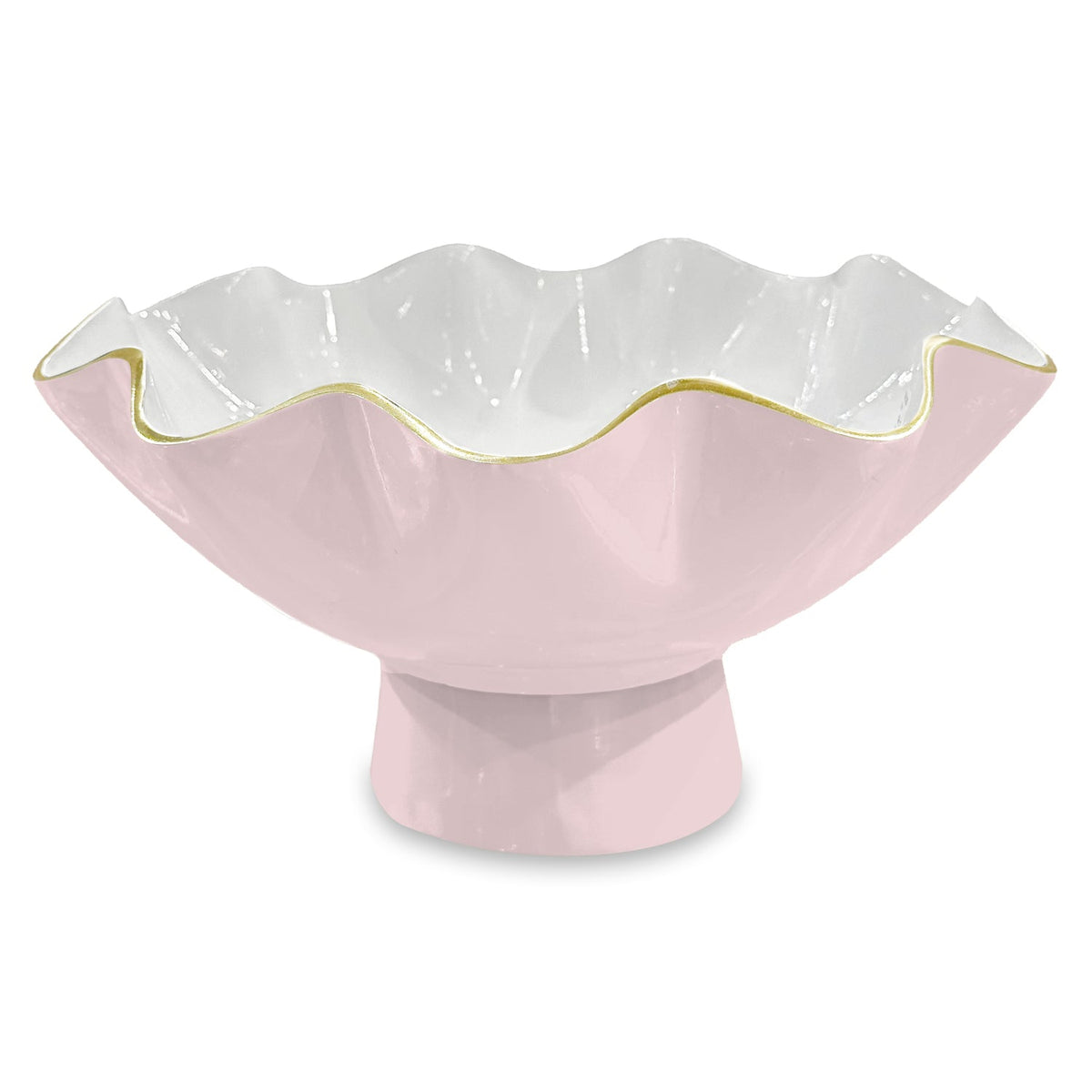 Encanto Carola Small Pedestal Bowl Blush Pink & White | Bone & Brass