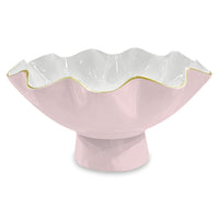 Encanto Carola Small Pedestal Bowl Blush Pink & White | Bone & Brass