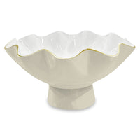 Encanto Carola Dove White Small Pedestal Bowl | Bone & Brass