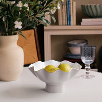 Encanto Carola Dove White Small Pedestal Bowl - Pedestal Top View | Bone & Brass