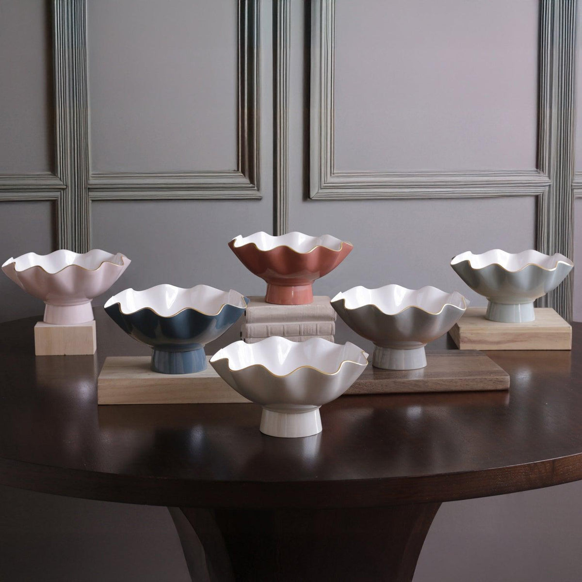 Encanto Carola Small Pedestal (Slate White) - Pedestal Side View | Bone & Brass