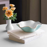 Carola Turquoise & White Small Serving Bowl - Bowl Detail | Bone & Brass