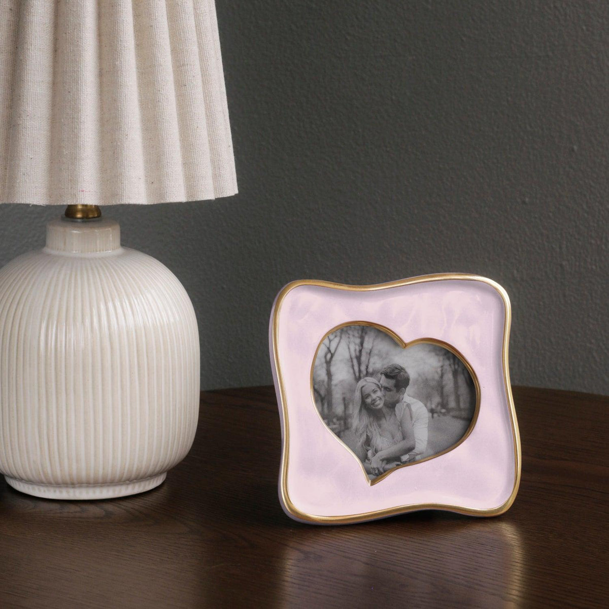Blush Pink Curved Heart 5 x 5 Picture Frame - Frame Side View | Bone & Brass