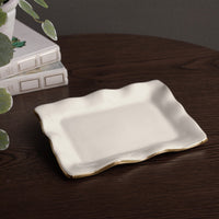Encanto Vento Small Rectangular Tray (Cream) - Tray Side View | Bone & Brass
