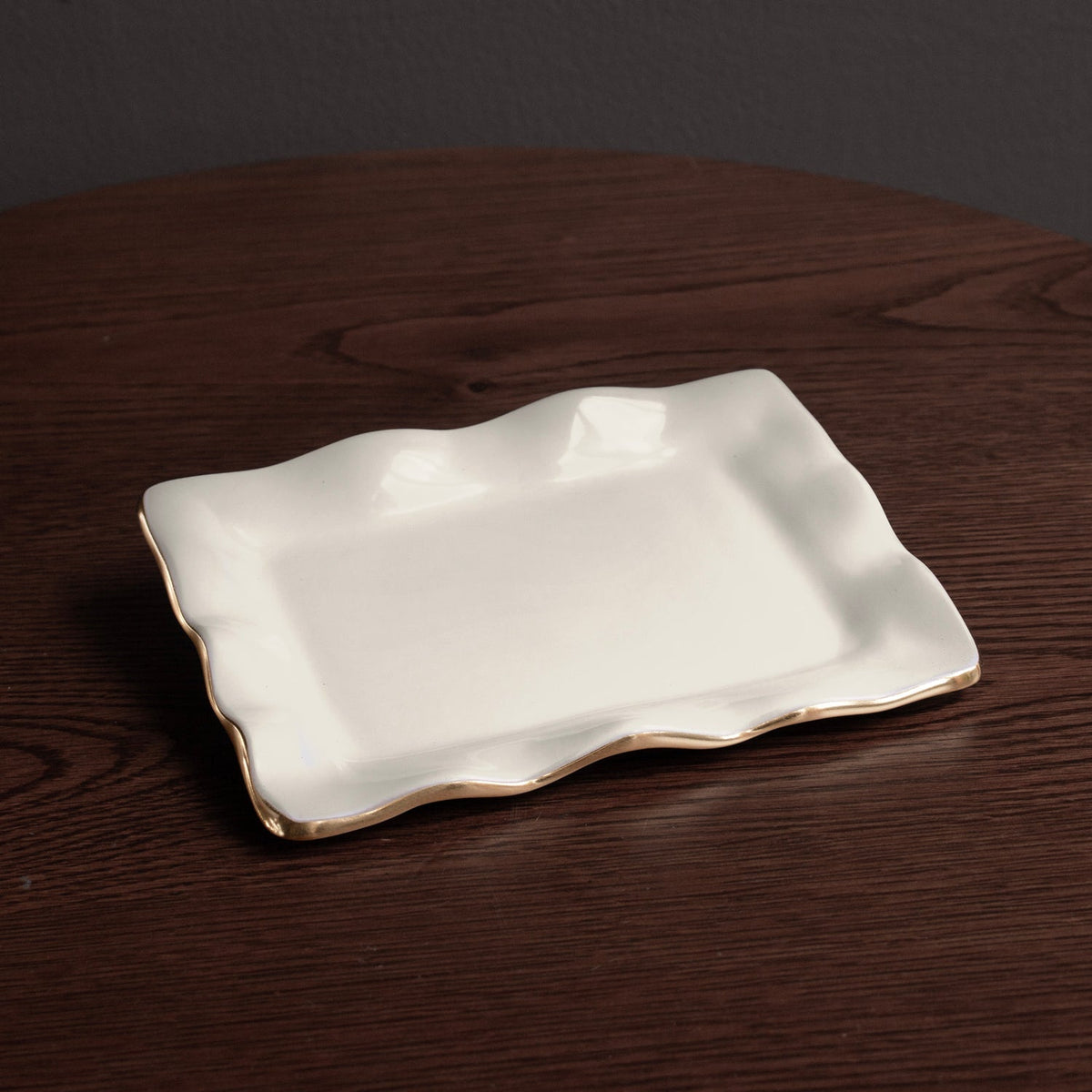 Encanto Vento Small Rectangular Tray (Cream) - Tray Top View | Bone & Brass