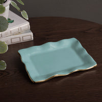Encanto Vento Small Rectangular Tray (Turquoise) - Tray Side View | Bone & Brass