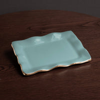 Encanto Vento Small Rectangular Tray (Turquoise) - Tray Top View | Bone & Brass