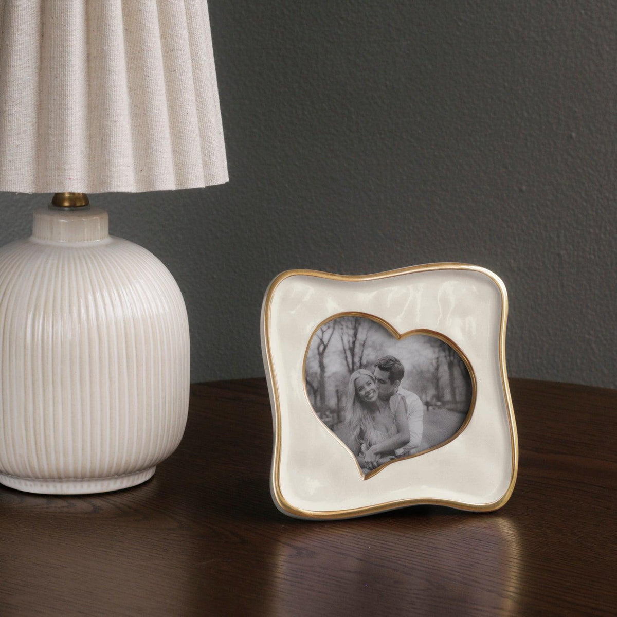 Encanto Cream & Gold Curved Heart Picture Frame - Frame Side View | Bone & Brass