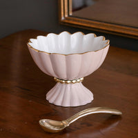 Encanto Vienna Mini Pedestal Spoon (Camellia White) - Pedestal Side View | Bone & Brass