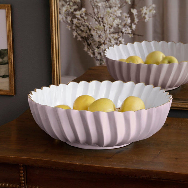 Encanto Blush Pink & White Large Serving Bowl