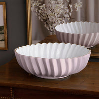 Encanto Blush Pink & White Large Serving Bowl - Bowl Top View | Bone & Brass