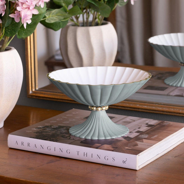 Encanto Vienna Small Pedestal (Slate White) - Pedestal Detail | Bone & Brass