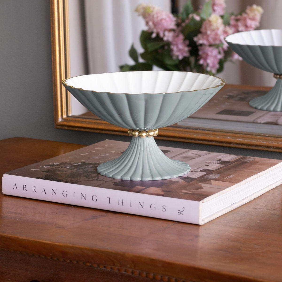 Encanto Vienna Small Pedestal (Slate White) - Pedestal Side View | Bone & Brass