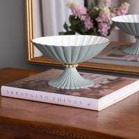 Encanto Vienna Small Pedestal (Slate White) - Pedestal Side View | Bone & Brass