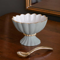 Encanto Vienna Mini Pedestal Spoon (Slate White) - Pedestal Side View | Bone & Brass