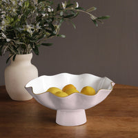 Encanto Blush Pink & White Large Pedestal Bowl - Pedestal Detail | Bone & Brass