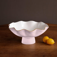 Encanto Blush Pink & White Large Pedestal Bowl - Pedestal Side View | Bone & Brass