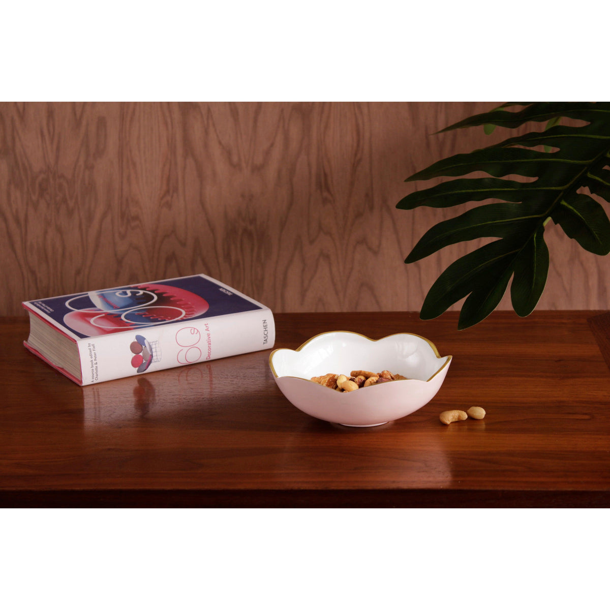 Encanto Blush Pink & White Mini Round Serving Bowl - Bowl Top View | Bone & Brass